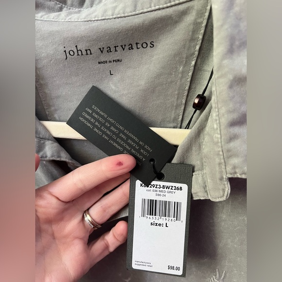 New John Varvatos Bodhi Polo in Medium Gray Men’s Size Large - Picture 6 of 10